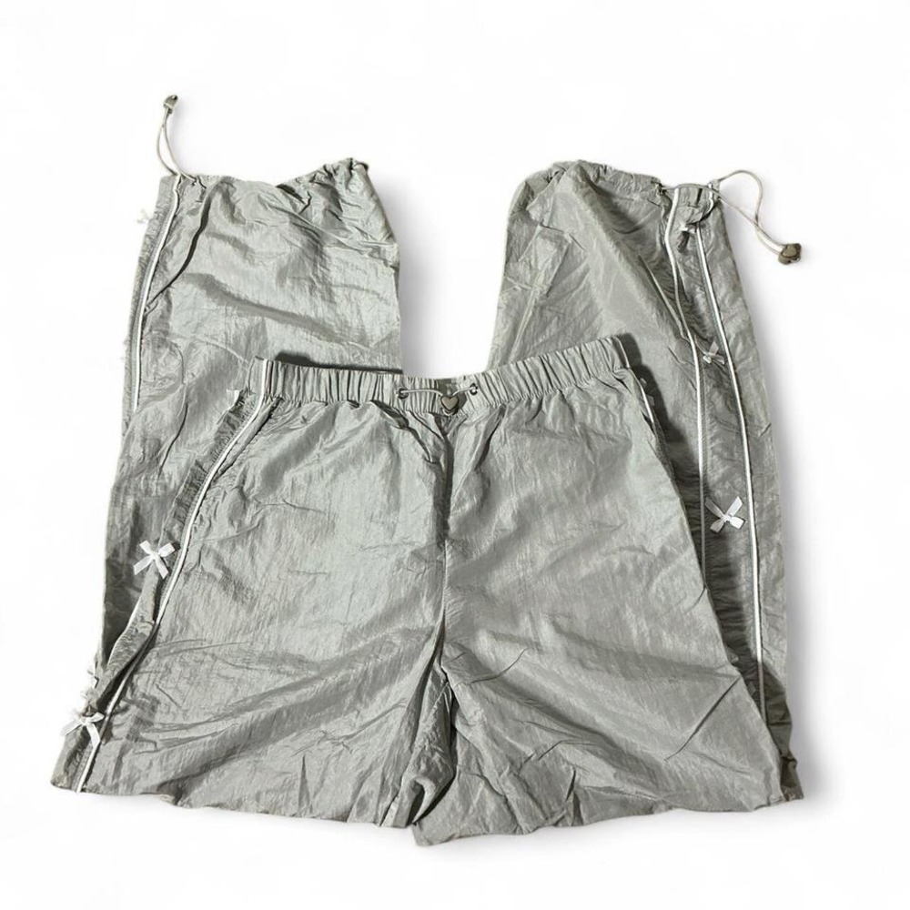 Y2K Coco & Shay Nylon‎ Bow Track Pants XL Coquette Parachute Joggers JB2181